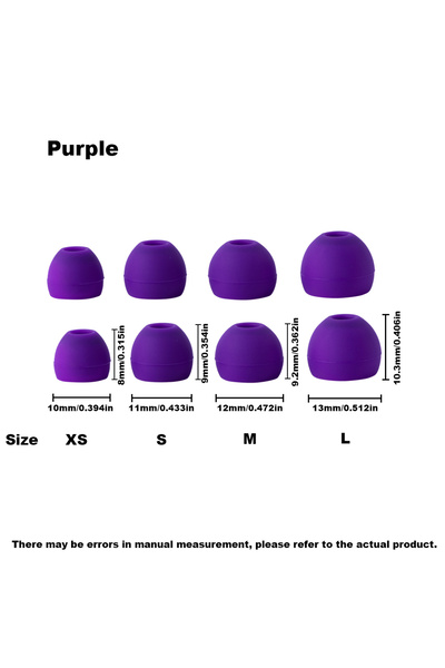 Choice سدادات أذن هواك بنفسجية، 4 أزواج، أطراف أذن، مقاسات L، M، S، XS، نموذج...