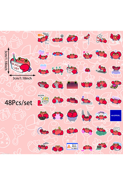 Choice 6X5.2X0.5CM ZFY-345 48pcs Crab Stickers Can Be Used For Decoration Such As Mobile Phone Cases,Notebo
