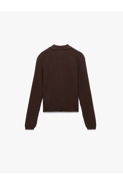 Koton Half Button Long Sleeve Polo Neck Sweater