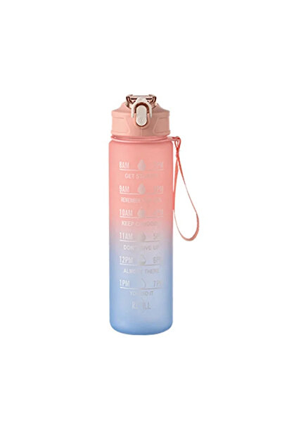 Choice Pink Blue-A 800ml/27oz Large Capacity Sports Water Bottle Leak Proof Plastic Drinking Cup With Time
