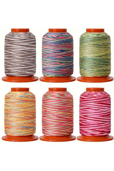 Choice 6pc Six Color Set Home Sewing Machine Thread Colorful Polyester Thread 500 Yards Rainbow Color Small