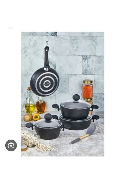 cooker home Cuoker 7 Pcs Titanium Granite Cookware Set - Black