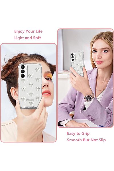 m.tk moveteck حافظة متوافقة مع هاتف Samsung Galaxy S25 Plus، غطاء لامع صلب وشفاف لامع مع كاميرا بارزة