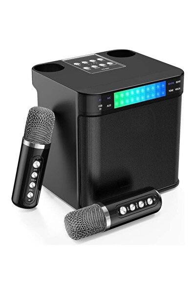 FOXMAG24 Microfon karaoke wireless, Bluetooth, modul card TF, 2 microfoane in...