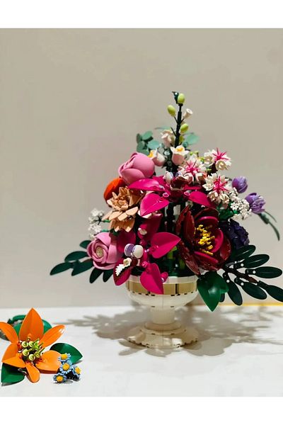 Choice 10342 2025 NEW Romantic Pretty Pink Flower Bouquet Building Blocks Home Decoration Kids Educational