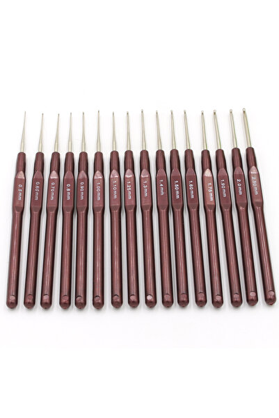 Choice طقم إبر نسج سترة بنية اللون، مكون من 16 قطعة، مجموعة خطاف كروشيه برأس ...