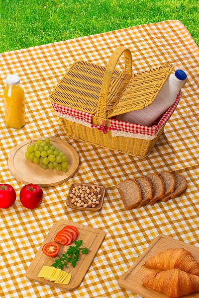 Porsima 2079 Rectangular Wicker Look Picnic Basket Picnic Bag 42X37Cm