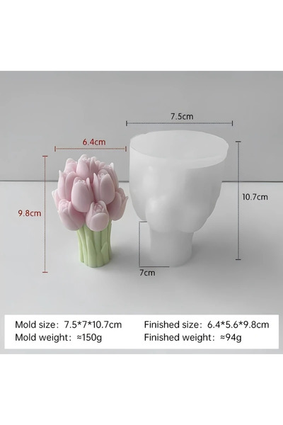 Choice 1 قطعة قالب باقة توليب ثلاثية الأبعاد قالب سيليكون زهور DIY شموع عطرية لوحة زينة هدايا يدوية الصنع