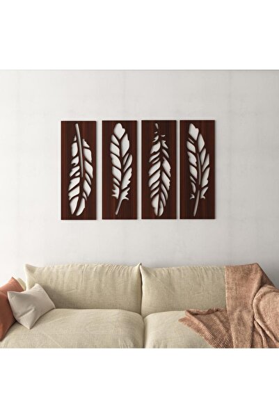 Marktna لوحة ديكور خشبية بنقشة ريش