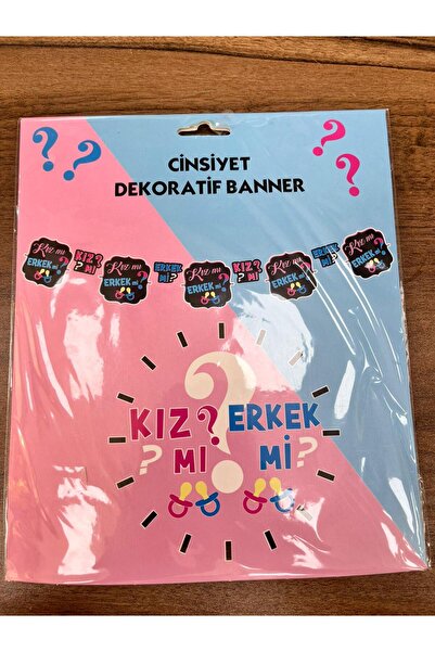 KIZ MI ERKEK Mİ 9 PARÇALI 200 CM UZUNLUĞUNDA CİNSİYET DEKORATİF BANNER