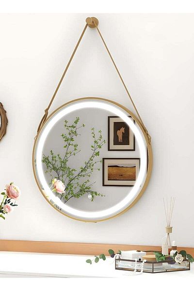 Taimi Wall Mirror70x70cm-Elegant Design Mirror with 3-Light Levels Golden Frame - For Makeup,Decor