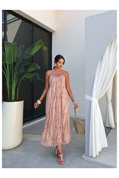 ESRAHELVACI Rochie din tul cu model cu accesorii pentru guler