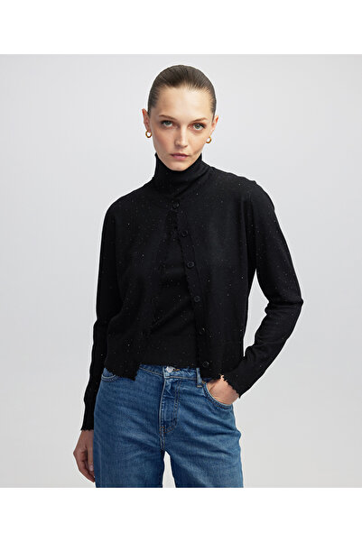 İpekyol Hotfix baskılı raw edge hırka