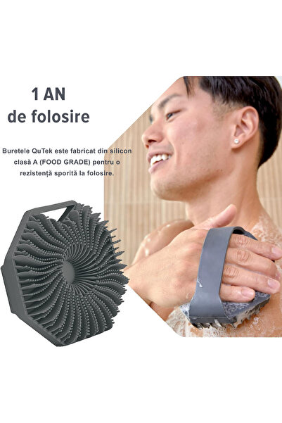OEM Perie QuTek de corp din silicon, , exfoliant pentru piele sensibila, spum...