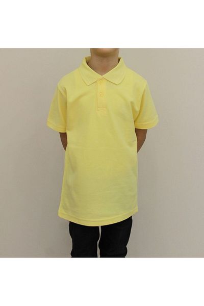 Bonnie Clyde Children's 100% Cotton Solid Color Polo Neck Short Sleeve T-Shirt Yellow - Yellow - Bcp1.Scohprolu-Sa