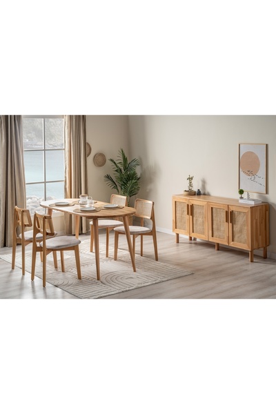 Vivense ARES MASİF YEMEK ODASI TAKIMI, BEJ