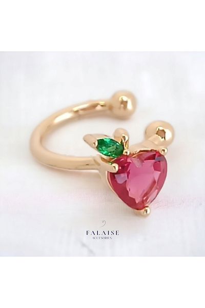 Falaise Accessories CIRCLE EARRING WITH HEART AND APPLE DETAIL