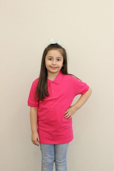 Bonnie Clyde Children's 100% Cotton Solid Color Polo Collar Short Sleeve T-Shirt Fuchsia - Fuchsia - Bcp1.Scehpxolq-Fus