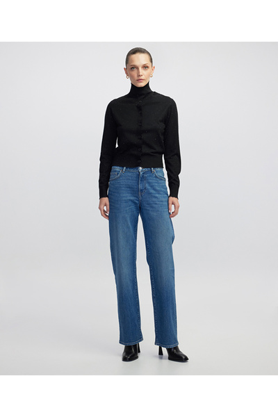 İpekyol Hotfix baskılı raw edge hırka