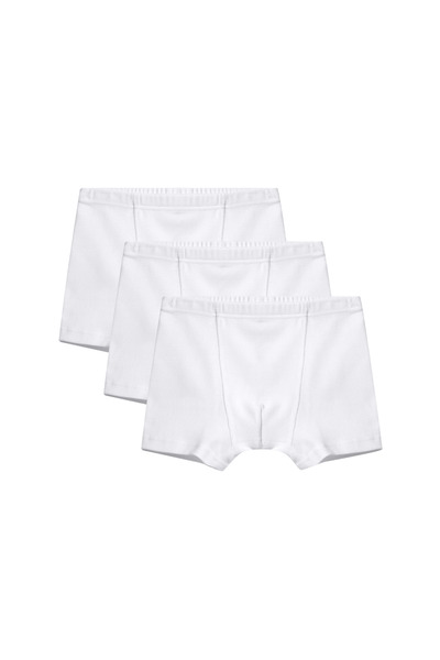 Brix 8901 Λευκό χρώμα Αγόρια Παιδικά Μπόξερ 3 τεμαχίων 100% βαμβακερό ριμπ