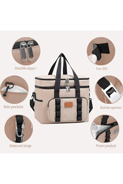 Generic Portable Thermal Insulated Lunch Bag for Outdoor Activities, Camping, Desert (Beige)