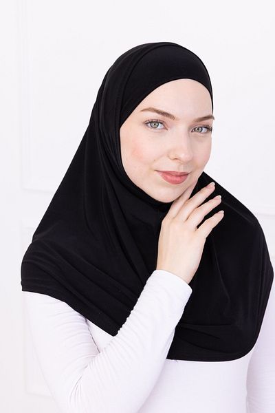 Loggia 2-Piece Practical Prayer Cover Black Sandy Hijab - Women's Hijab Ready Turban