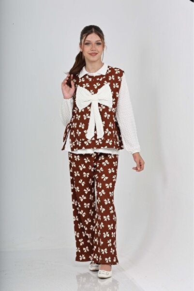 junior baby kids Girls' Bow Shirt Pants Three-Piece Bottom Top Set