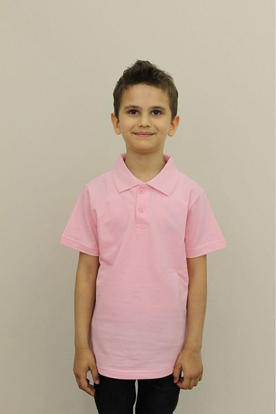 Bonnie Clyde Children's 100% Cotton Solid Color Polo Collar Short Sleeve T-Shirt Rose - Rose - Bcp1.Scnhppolr-Rose