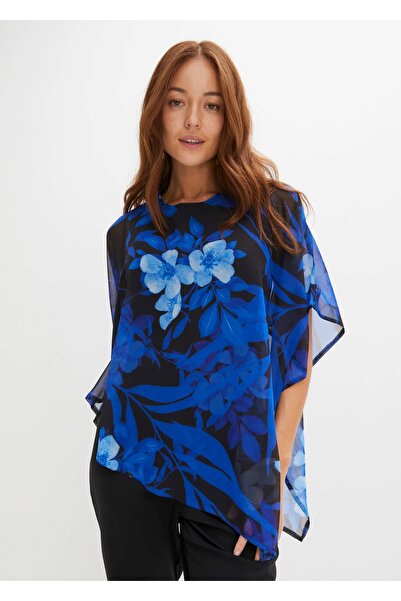 BYŞANS Women's Saks-Black, Chiffon Cape Jumpsuit 26A37266