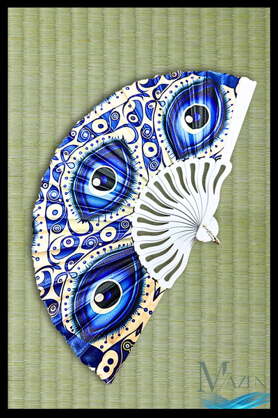 MAZEN Büyük Nazar Boncuklu Yelpaze | Katlanabilir El Yelpazesi