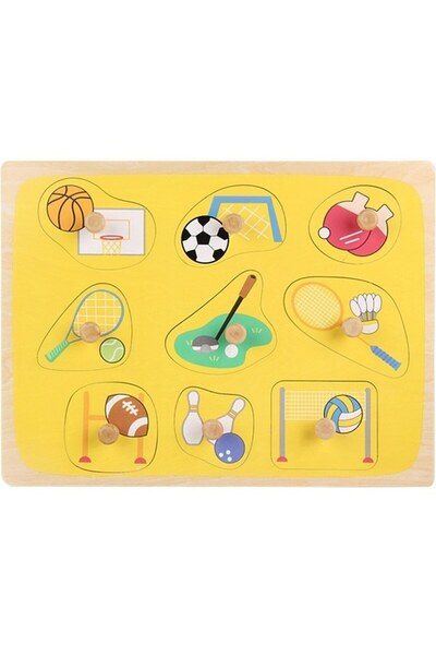 CLICK Montessori Wooden Puzzle for Children, 0-3 Years, 3D, Sports Model, Educational, Intuitive, Creative, 9