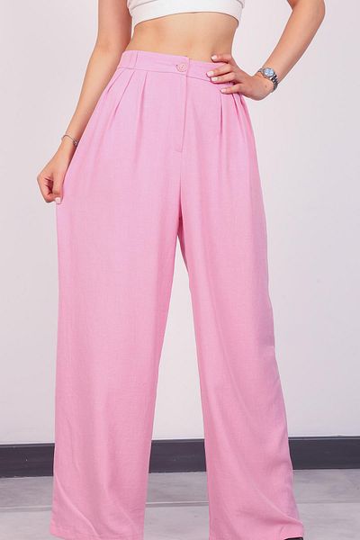 Hazel Women's Pink Pleat Detailed Palazzo Pants