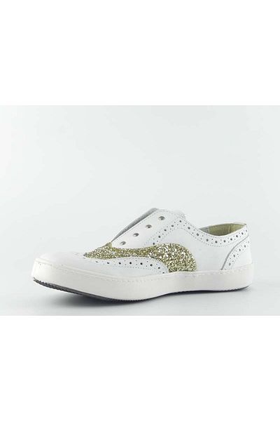 ZAZAMAG Women's casual shoes Shine made of natural leather, white