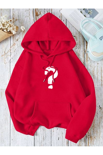 StartMore Red Unisex Women/Men Soru Colorful Custom Printed Cotton Oversize Hoodie