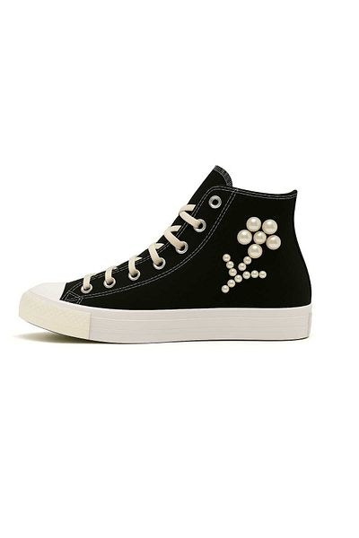 LİASSHOES Black Linen Pearl Pearl Flower Children's Sneakers