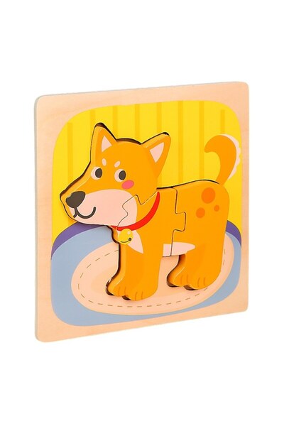CLICK Puzzle Montessori din Lemn pentru Copii, 3D, 0-3 Ani, Model Catel