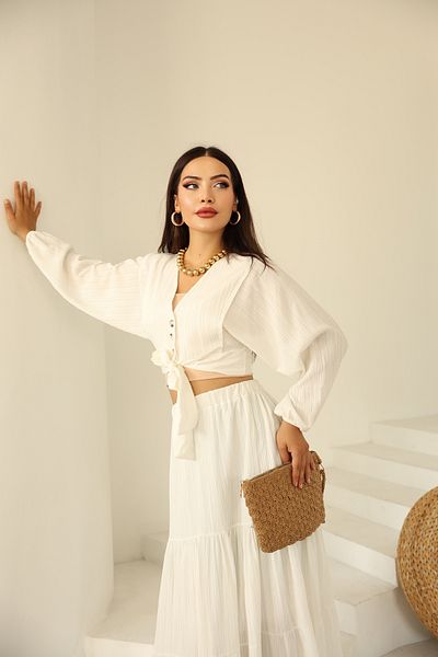 Vegove Wrap Skirt Suit Ecru