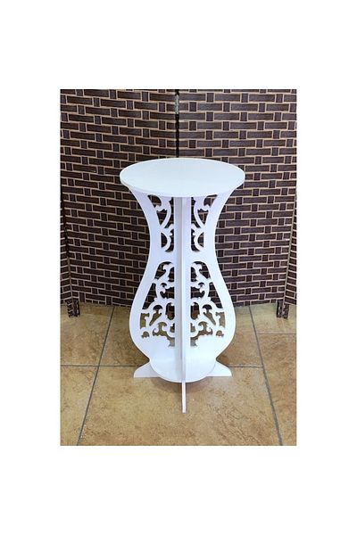 FOXMAG24 Masă de cafea fixă, din MDF, cu elemente decorative, dimensiuni 75 X 36 cm, albă