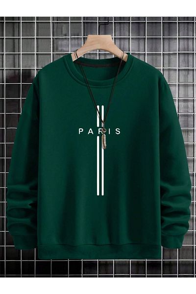 StartMore Khaki Unisex Women/Men Paris Special Color Oversize Crew Neck Cotton