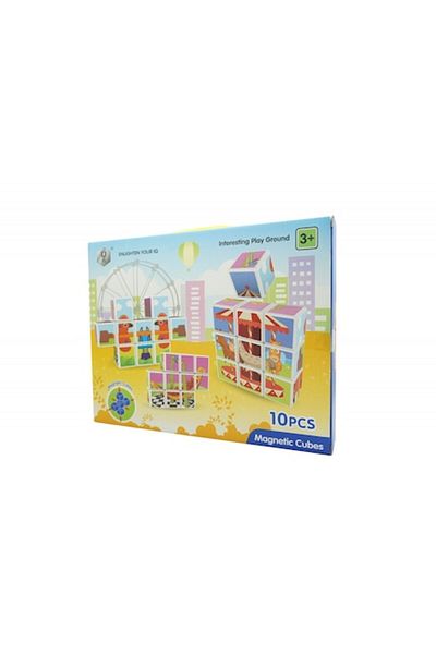CLICK Smart Magnetic Blocks Set for Kids, 10 Pieces, Storage Box, Amusement Park Puzzle, +3 Years, Multico