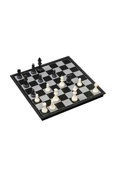 FOXMAG24 Joc 3 în 1, cu șah, dame și table, magnetic, dimensiuni 36 cm, metalic, negru/alb