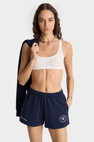 The Champ Clothing Унисекс тъмносини спортни памучни шорти – лого на Champ, джоб