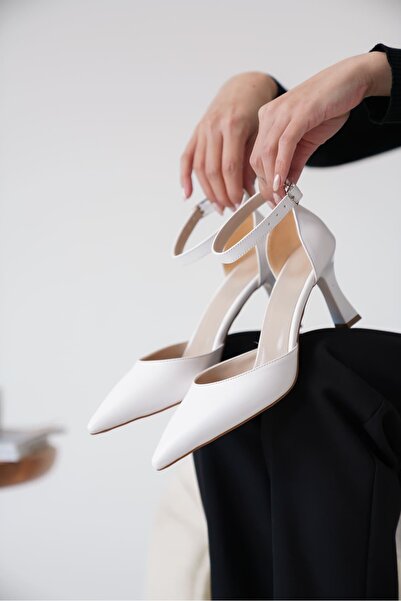 Zerenyus Pantofi albi cu toc Clara Premium pentru femei