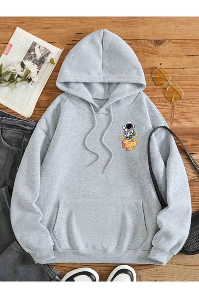 StartMore Gray Unisex Women/Men Galaxy Colorful Custom Printed Cotton Oversize Hoodie