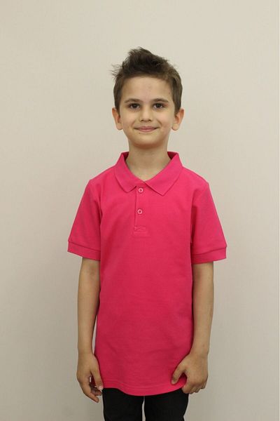 Bonnie Clyde Children's 100% Cotton Solid Color Polo Collar Short Sleeve T-Shirt Pink - Pink - Bcp1.Scmhpnolo-Pem