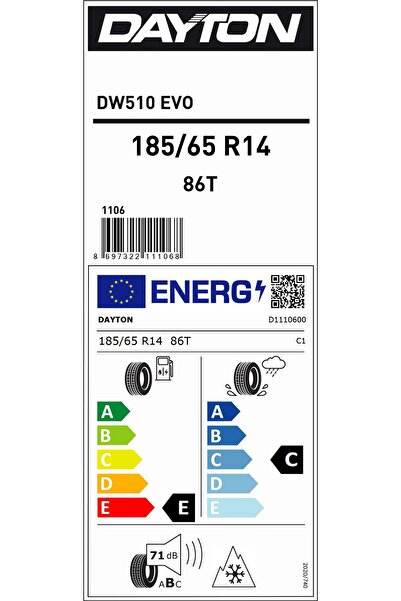 Dayton 185/65R14 86T M+S SFM DW510E OTO KIŞ LASTİĞİ (ÜRETİM YILI:2023)