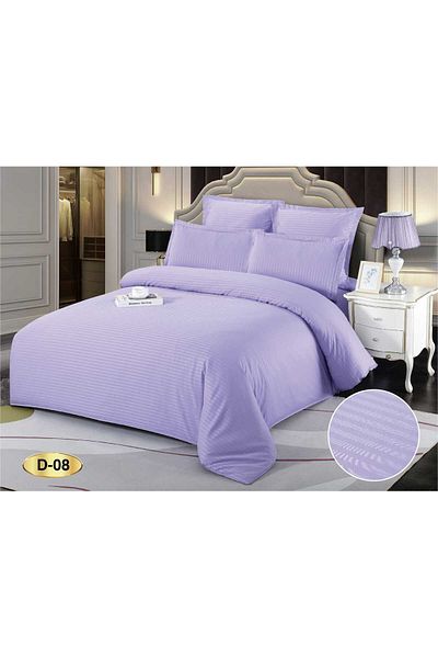 Sale4u Set Lenjerie de Pat Damasc, Bumbac 100%, 6 Piese, Cearceaf cu Elastic, Confort și Eleganță, Mov