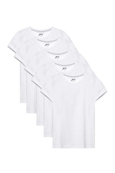 Brix 7719 Culoare albă Fete 5 bucăți bumbac 100% mâneci scurte guler rotund t...