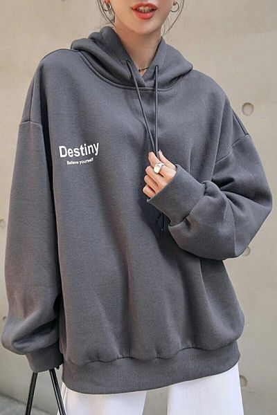 StartMore Gray Unisex Women/Men Destiny Colorful Custom Printed Cotton Oversize Hoodie