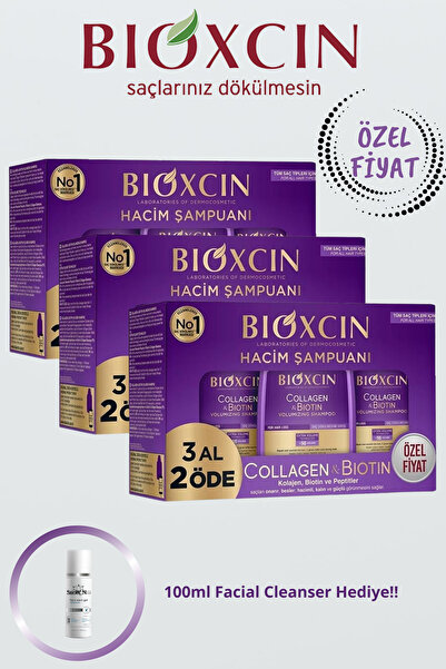 Bioxcin Dolgunluk ve Hacim Veren Dökülme Karşıtı Collagen & Biotin İçerikli Şampuan 3 Al 2 Öde 3 ADET